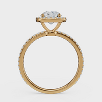 Round Cut Halo with Pavé Band Ring– Diamonds