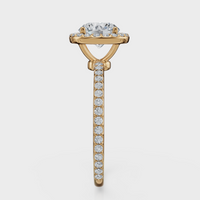 Round Cut Halo with Pavé Band Ring– Diamonds