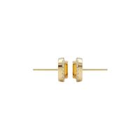 Rectangle Yellow Sapphire Studs with Diamond Halo