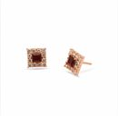 Square Ruby & Diamond Halo Statement Earrings