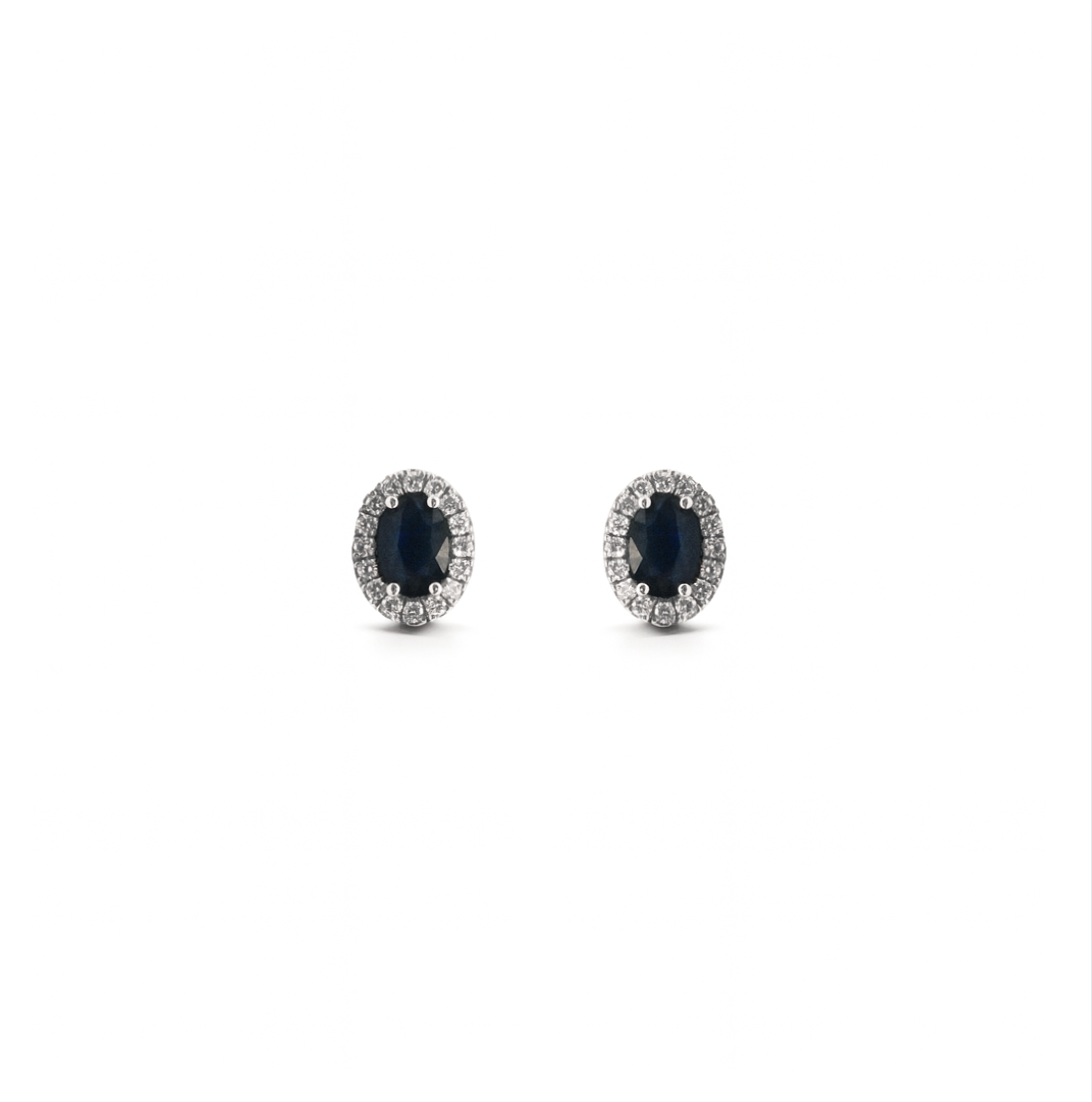 Oval Sapphire & Diamond Halo Studs