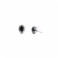 Oval Sapphire & Diamond Halo Studs