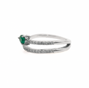 Diamond Double Band Pear Emerald Ring