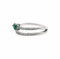 Diamond Double Band Pear Emerald Ring
