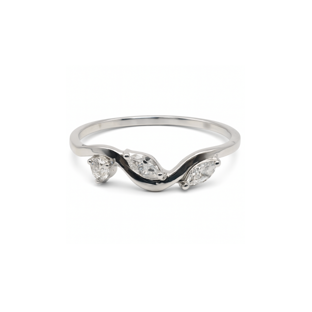 Marquise & Round Diamonds Curvy Ring