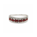Ruby & Diamond Triple Band Baguette Ring