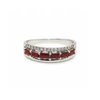 Ruby & Diamond Triple Band Baguette Ring