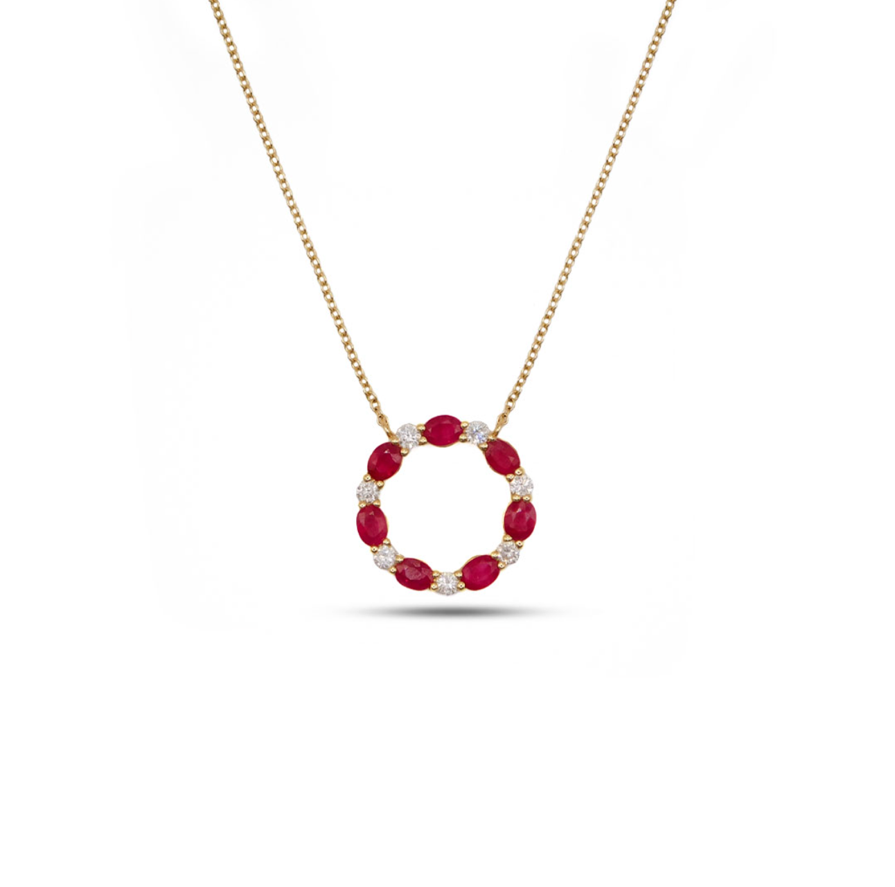 Circle Ruby & Diamond Necklace