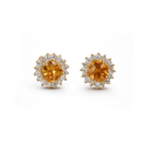 Yellow Sapphire & Diamond Vintage Halo Studs