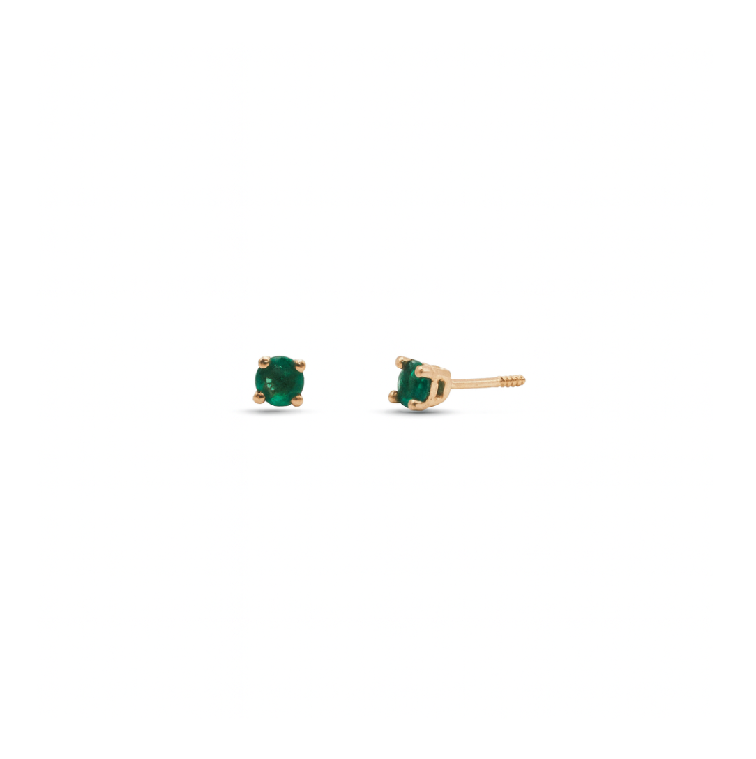 Round Emerald Small Studs