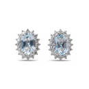 Oval Aquamarine & Diamond Vintage Halo Studs