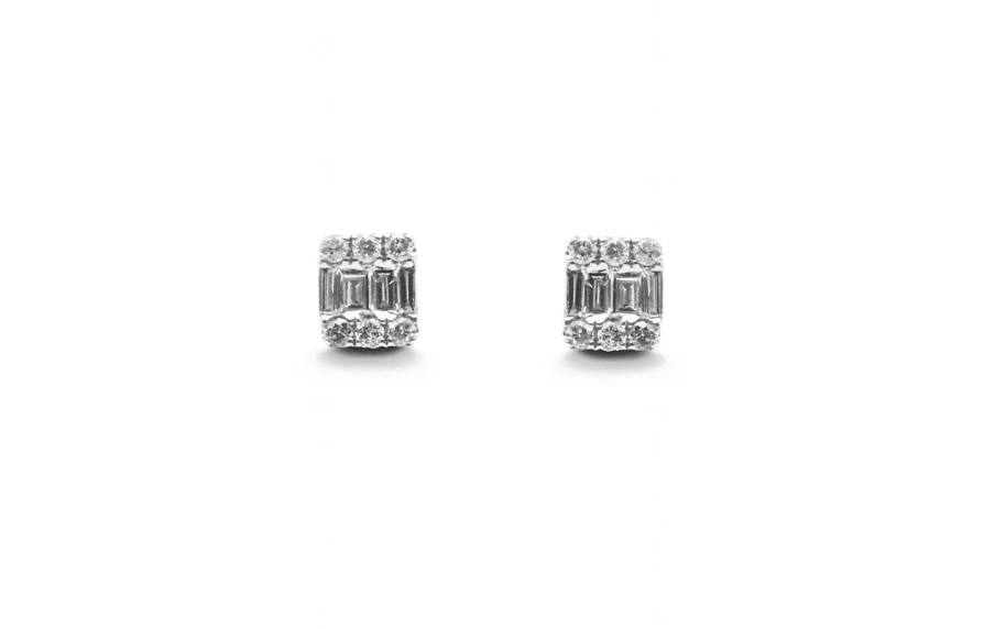 Emerald-Cut Illusion Diamond Studs