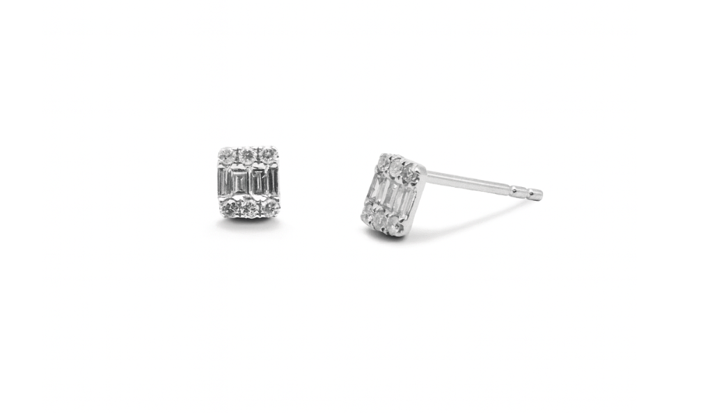 Emerald-Cut Illusion Diamond Studs