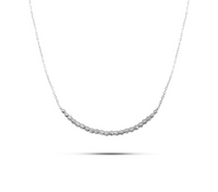 White Gold Diamond-Cut Bead Bar Necklace