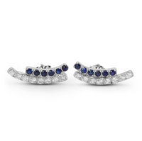 Sapphire & Diamond Double Wave Earrings