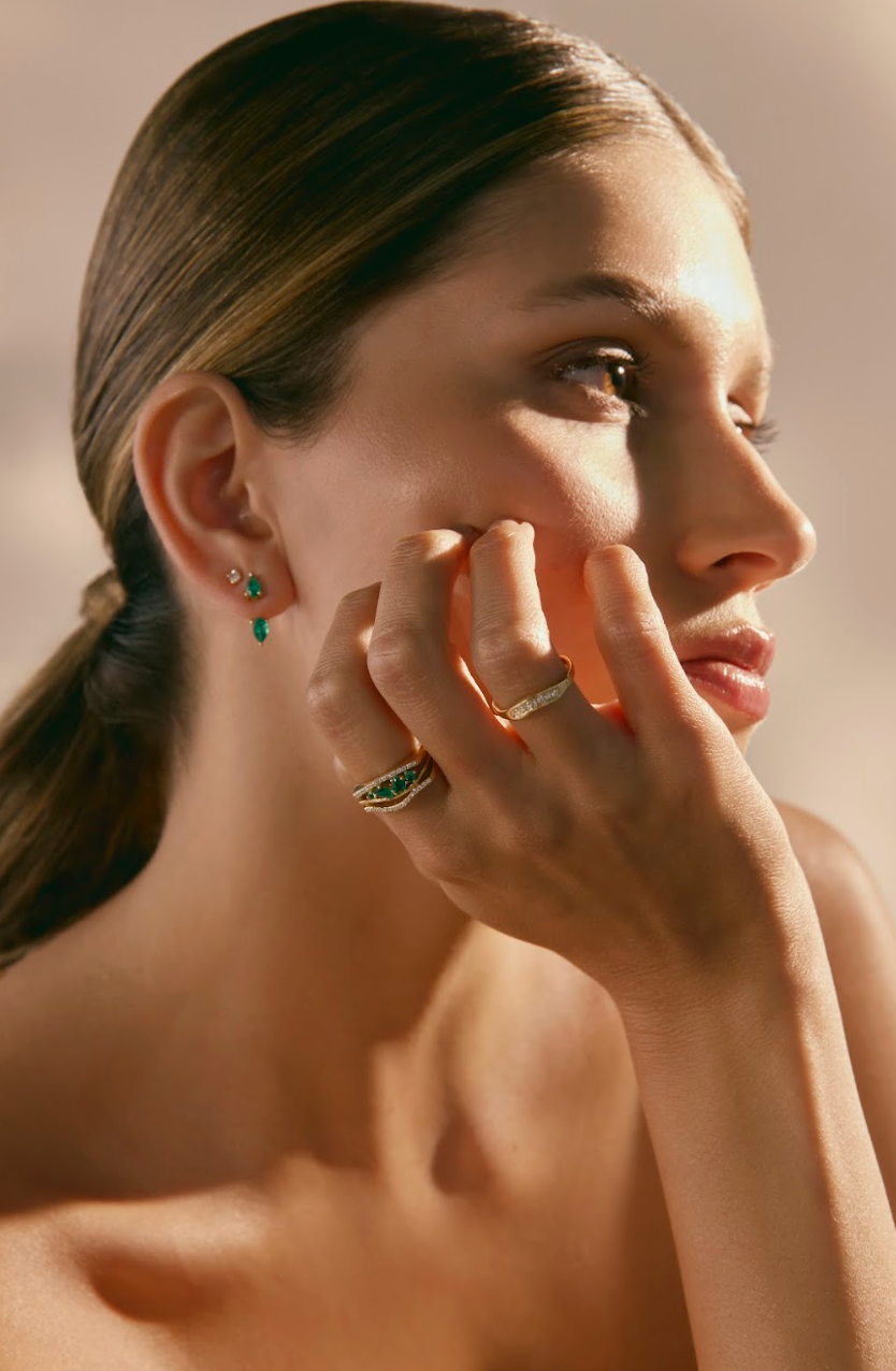 Emerald Pear Studs With Pear Jackets