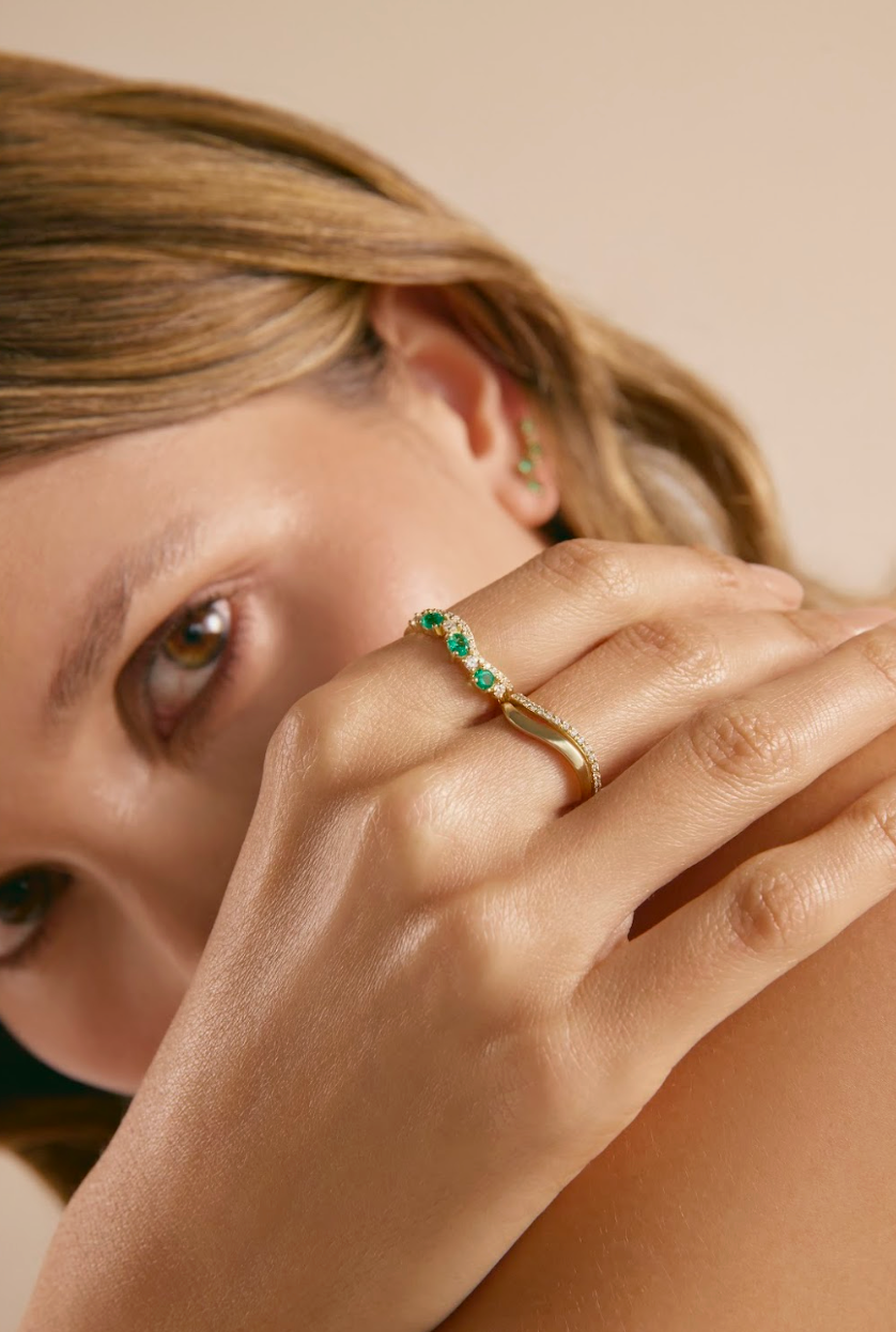 Double Wave Diamond Band