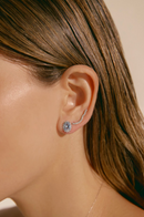 Oval Aquamarine & Diamond Vintage Halo Studs