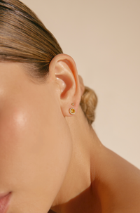 Yellow Sapphire & Diamond Vintage Halo Studs