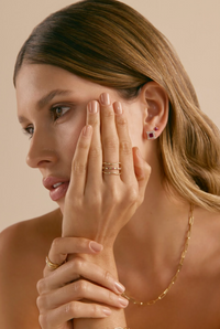 Square Ruby & Diamond Halo Statement Earrings