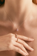 Pear Pink Sapphire Diamond Halo Necklace
