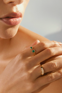 Open Pear & Square Bezel Ring