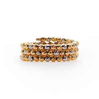 Tricolor Bead Diamond-Cut Triple Band