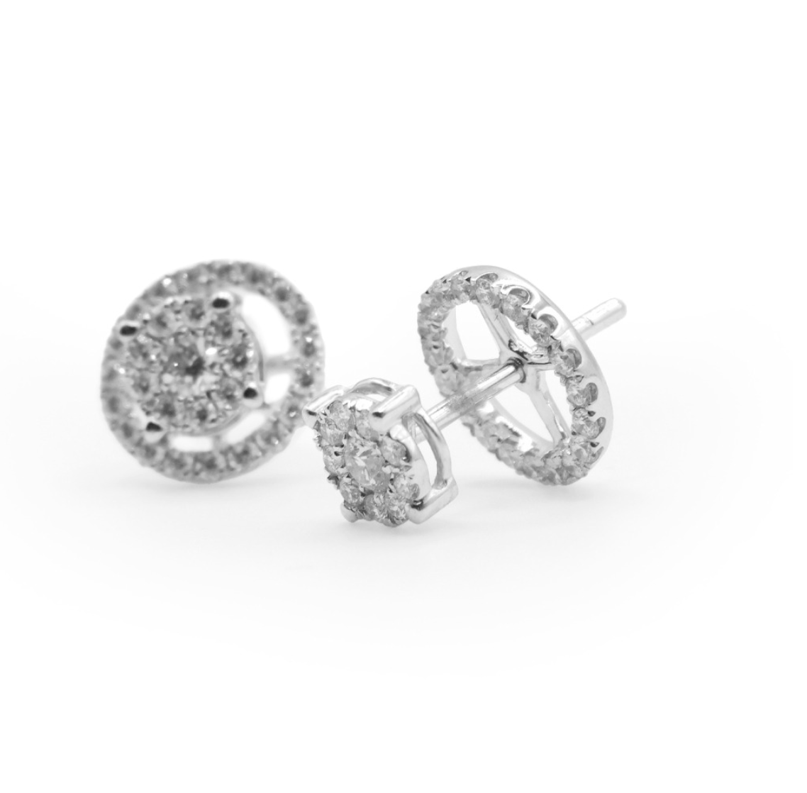 Round Diamond Illusion Studs with Halo Jackets