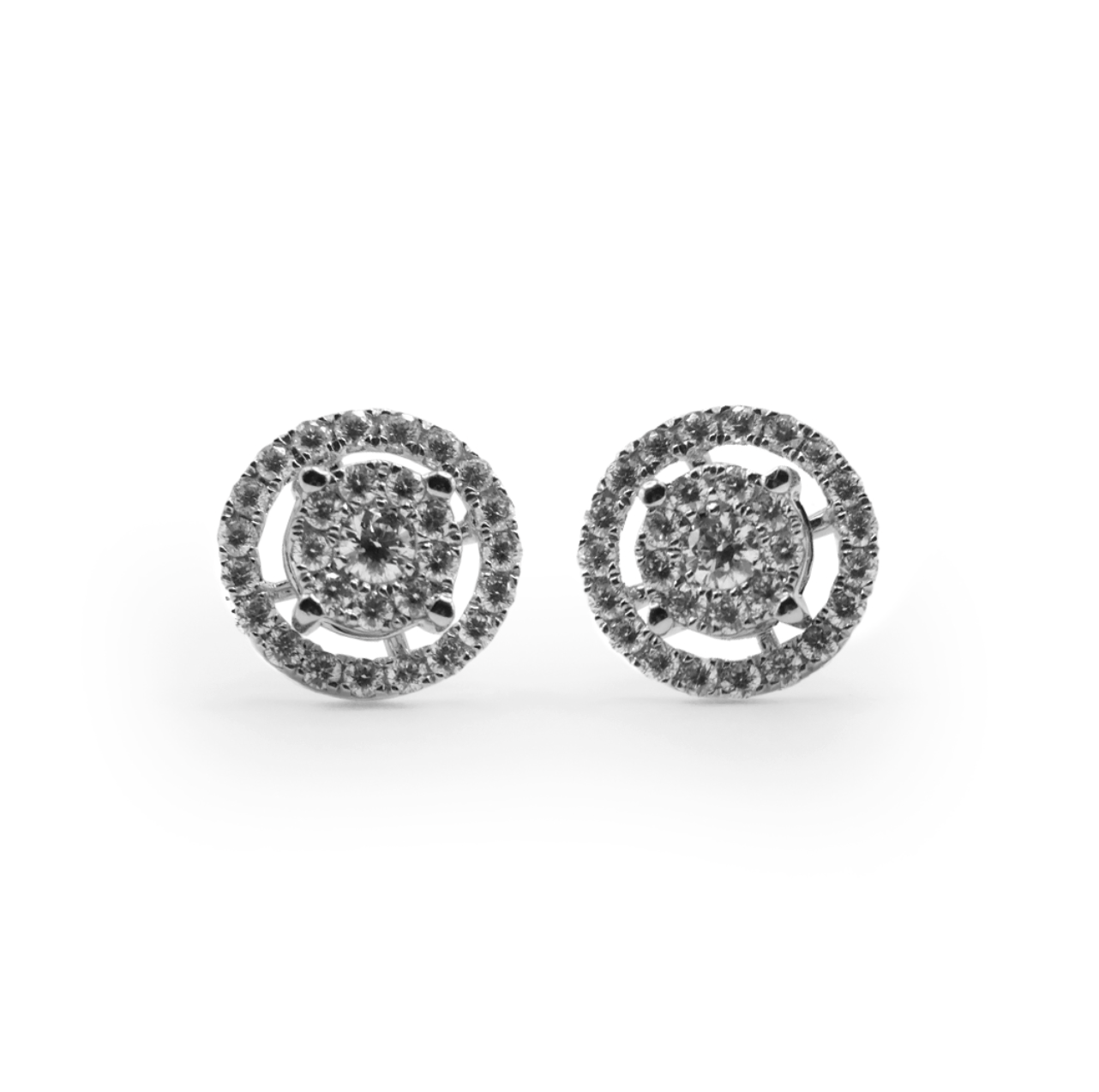 Round Diamond Illusion Studs with Halo Jackets