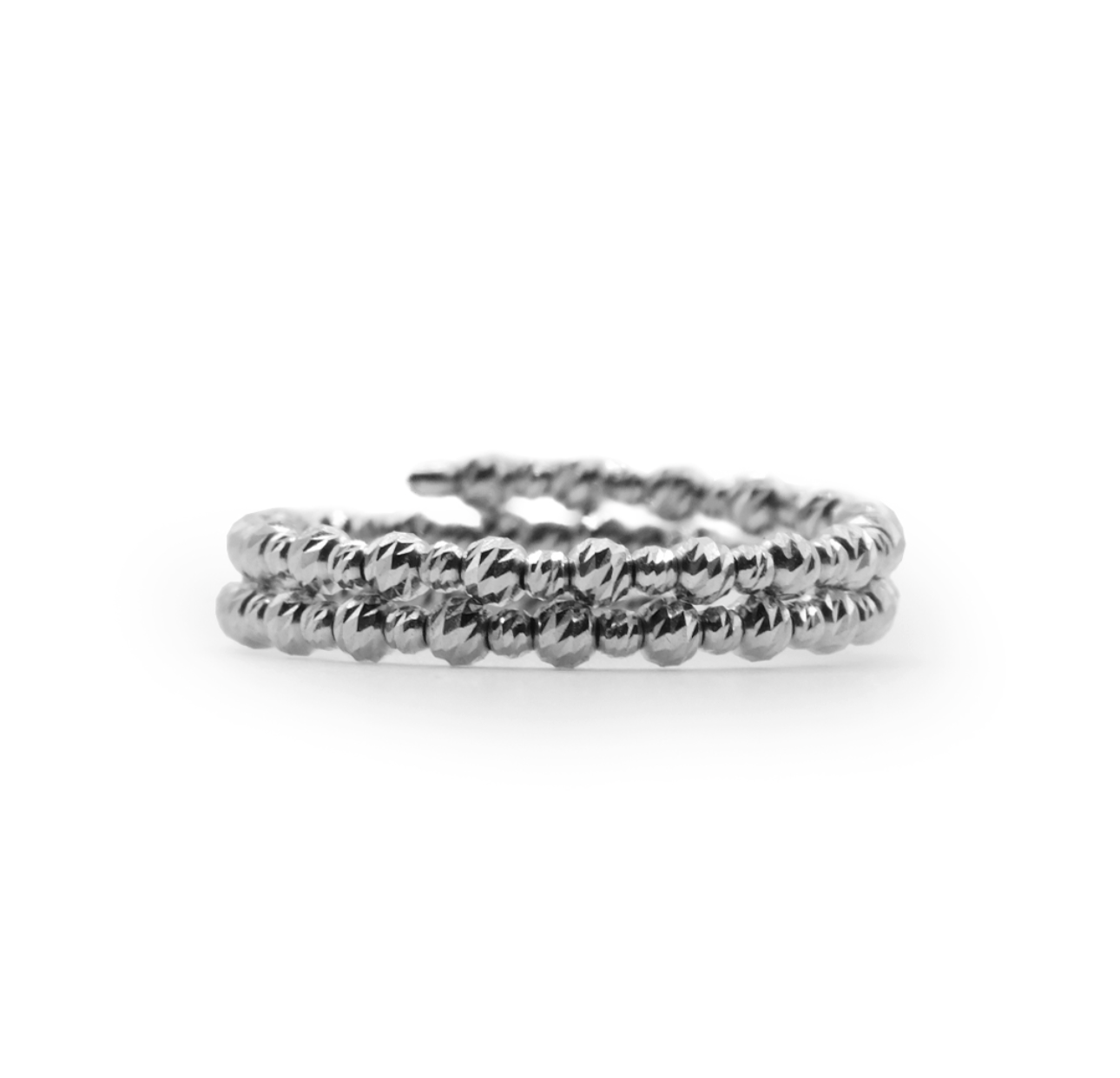 White Gold Bead Diamond-Cut Double Band