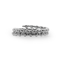 White Gold Bead Diamond-Cut Double Band