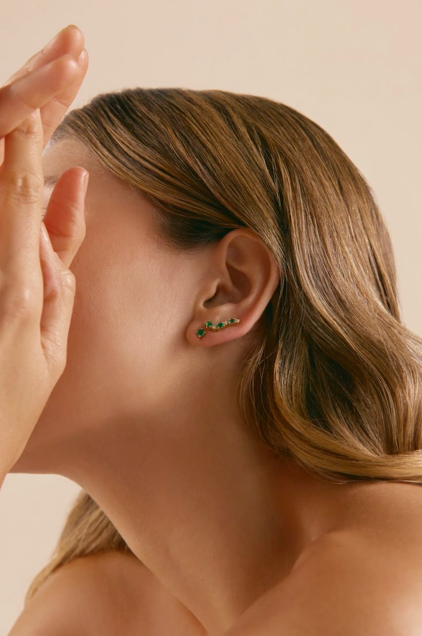 Round Emerald Small Studs