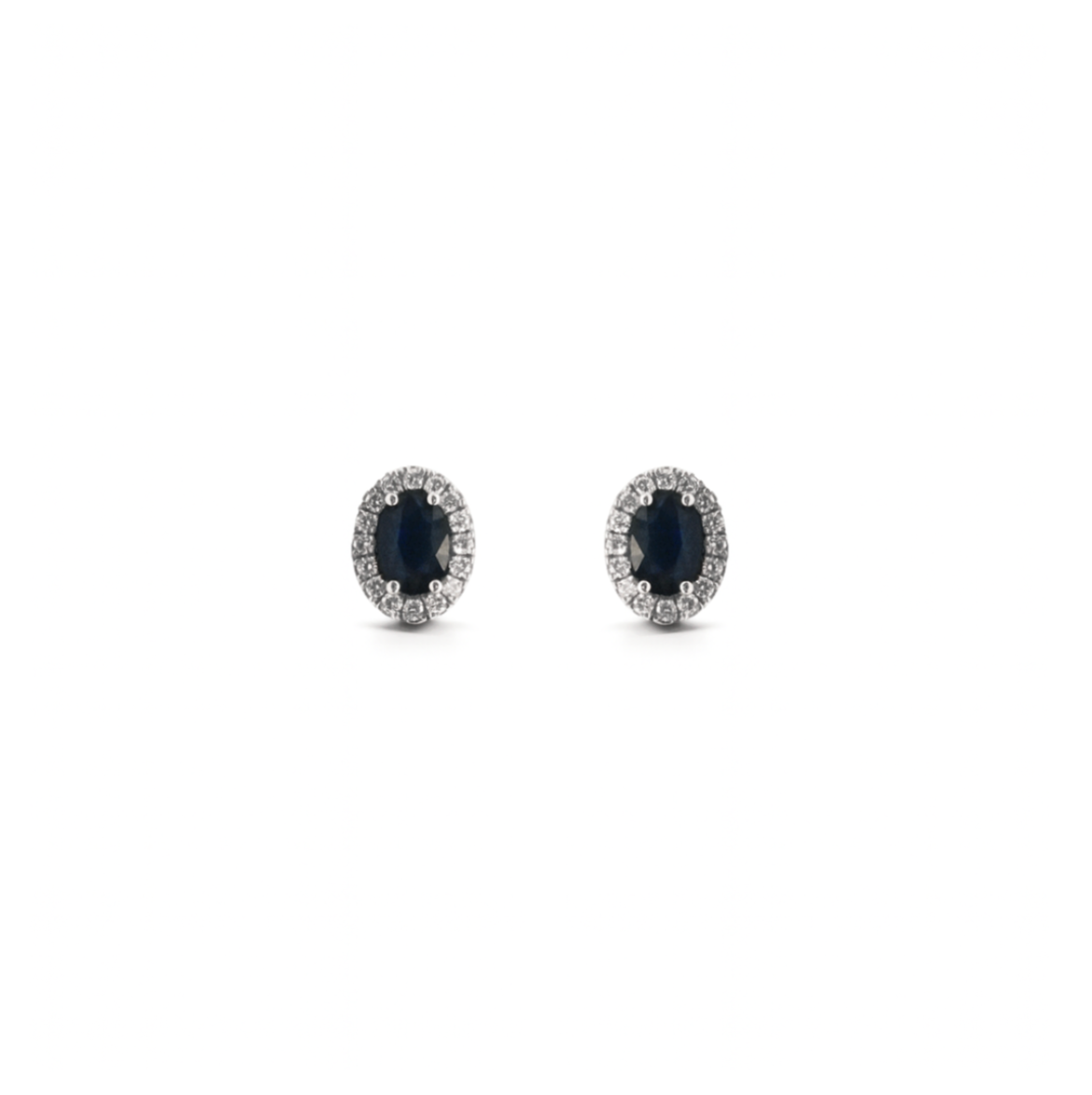 Oval Sapphire & Diamond Halo Studs