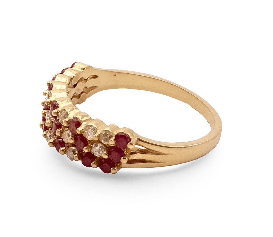 Triple Ring – Rubies & Diamonds