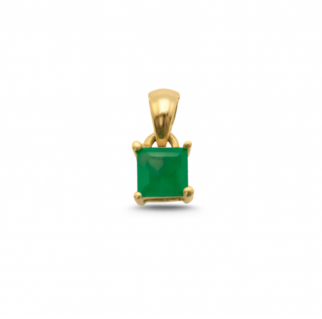 Squared Solitaire Necklace Pendant – Emerald