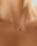 Oval Sapphire Diamond Halo Necklace