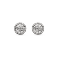 Medium Baguette Illusion Diamond Round Studs