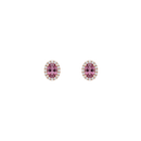 Oval Pink Sapphire & Diamond Halo Studs