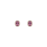 Oval Pink Sapphire & Diamond Halo Studs