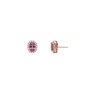 Oval Pink Sapphire & Diamond Halo Studs