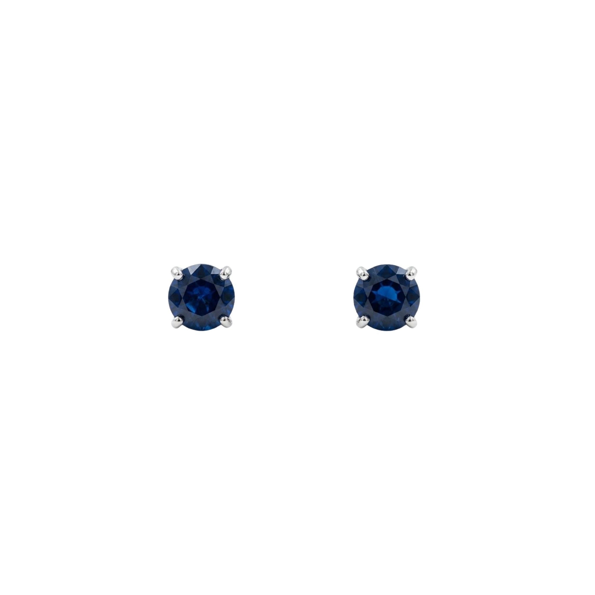 Round White Gold Sapphire Small Studs