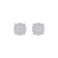 Round Diamond Illusion Stud Earrings