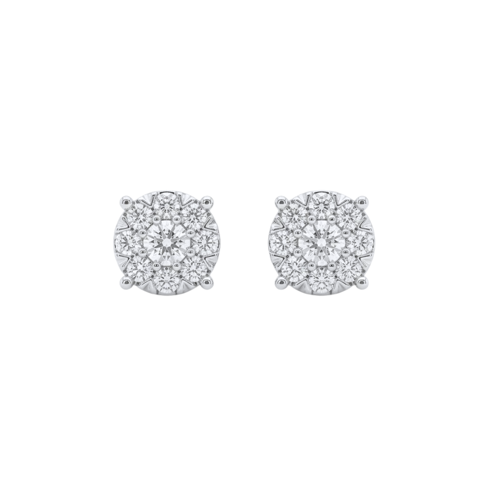 Round Diamond Illusion Stud Earrings