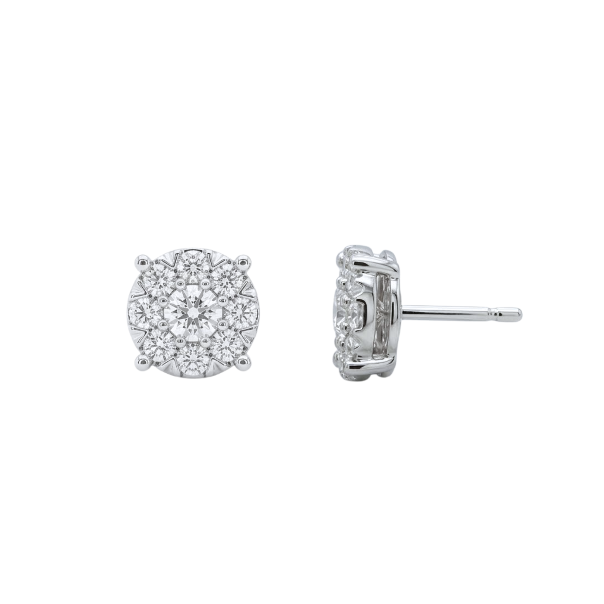 Round Diamond Illusion Stud Earrings