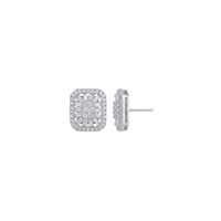 Baguette & Round Illusion Diamond Studs