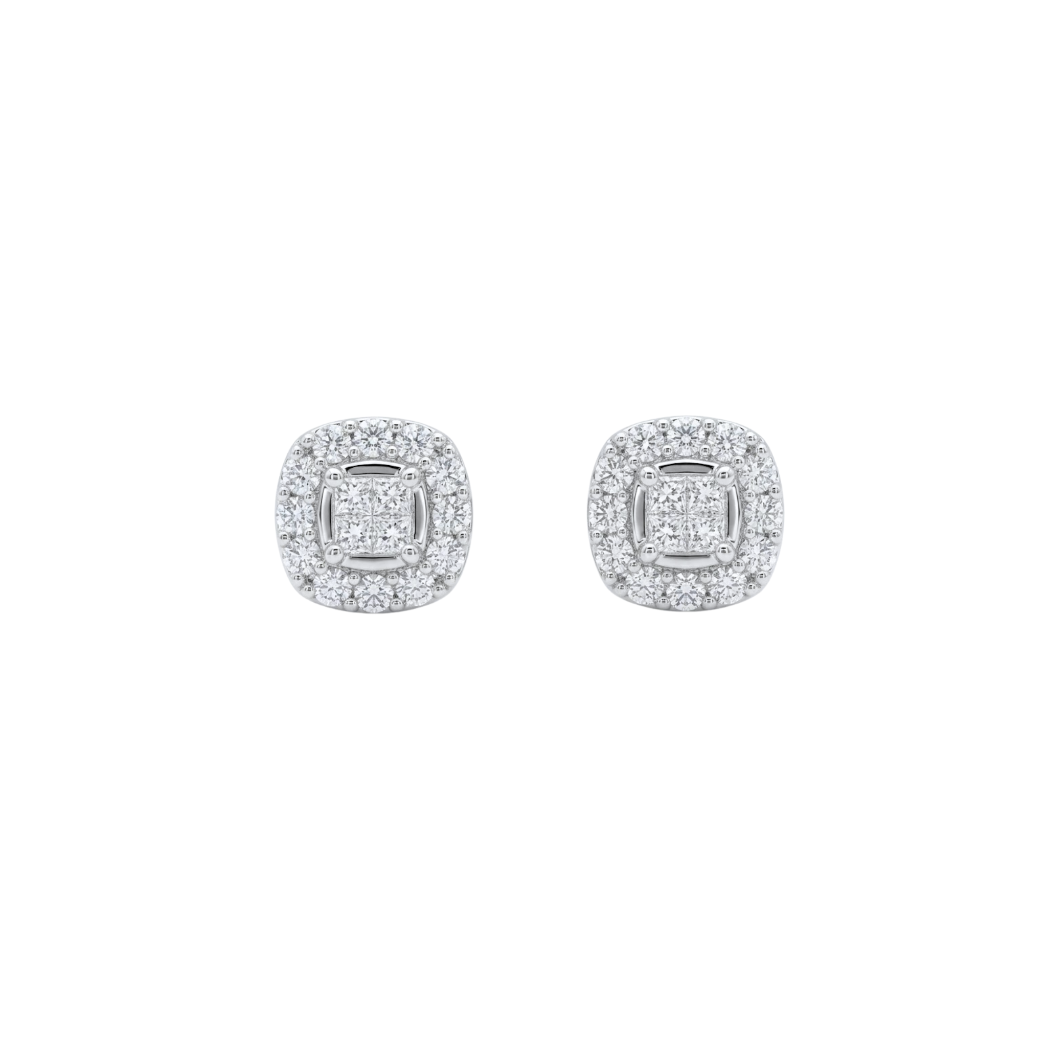 Small Illusion Cushion Diamond Studs