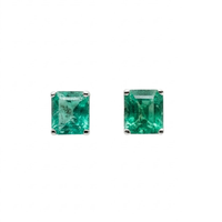 Rectangular Emerald Studs