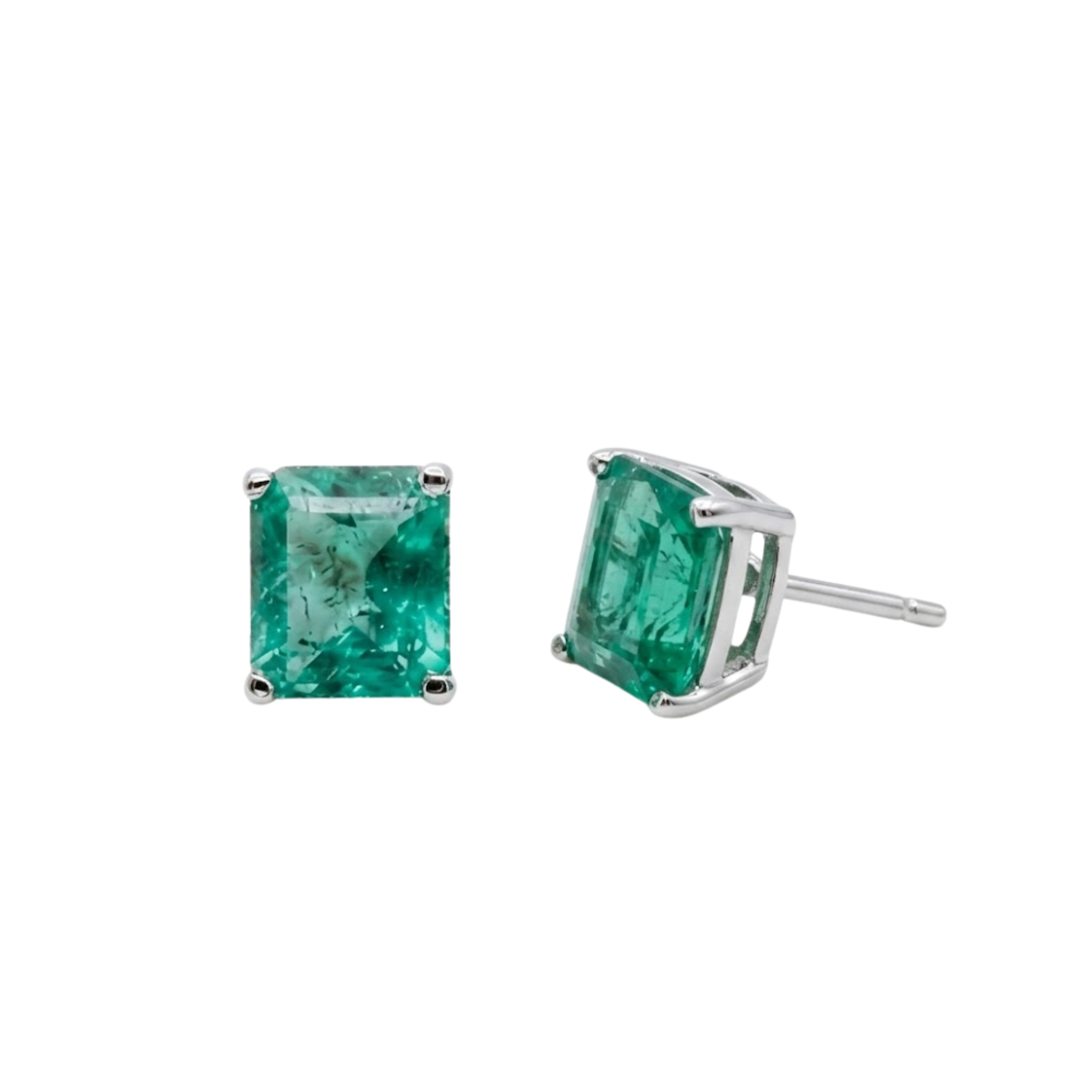 Rectangular Emerald Studs