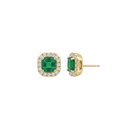 Emerald & Diamond Halo Studs