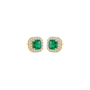 Emerald & Diamond Halo Studs